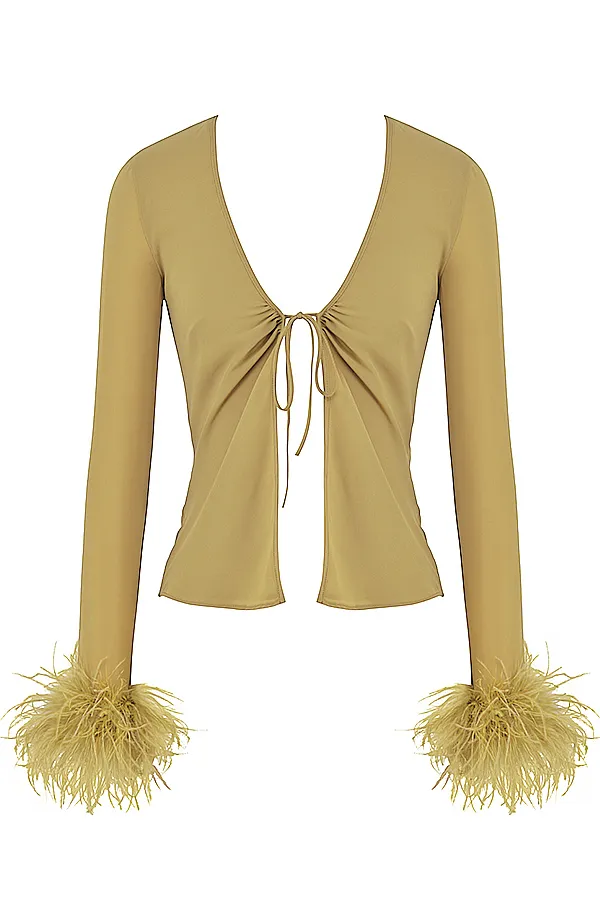 House Of CB ClaudiaOlive Trimmed Top 8211 SALE Olive Women Tops