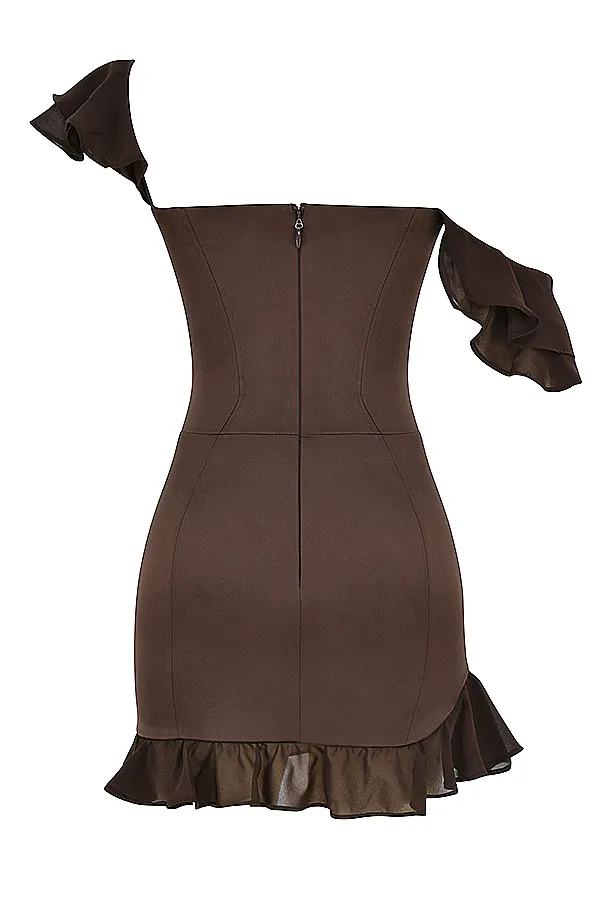 House Of CB DionneEspresso Ruffle Corset Mini Dress 8211 SALE Espresso Women Corset Dresses