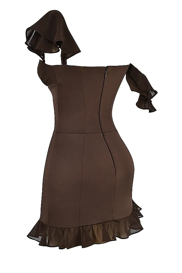 House Of CB DionneEspresso Ruffle Corset Mini Dress 8211 SALE Espresso Women Corset Dresses