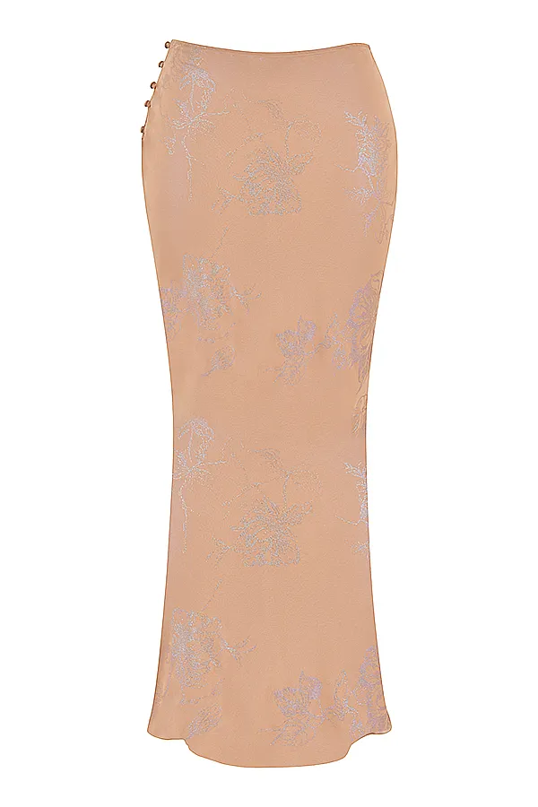 House Of CB DyanaShimmer Cafe Au Lait Bias Cut Maxi Skirt 8211 SALE Shimmer Women Skirts