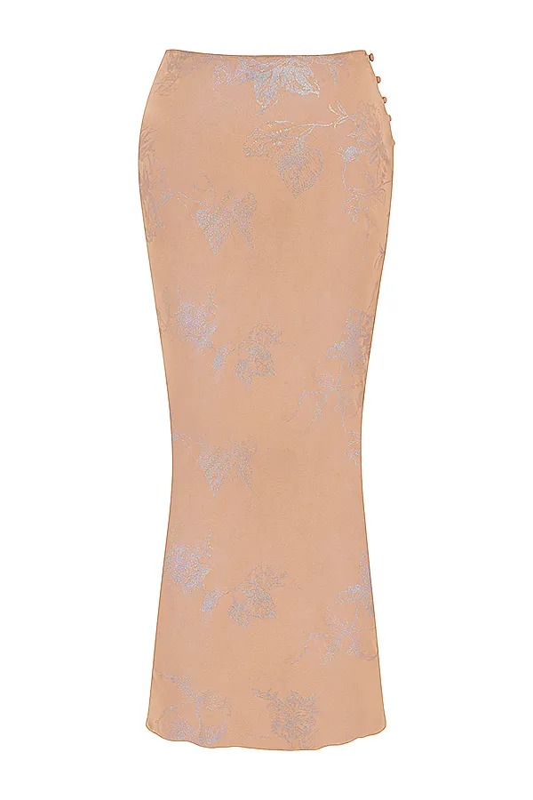 House Of CB DyanaShimmer Cafe Au Lait Bias Cut Maxi Skirt 8211 SALE Shimmer Women Skirts