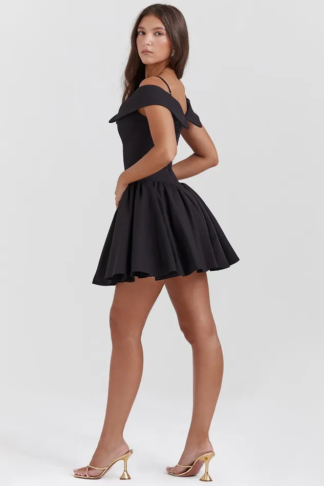 House Of CB ElidaBlack Off Shoulder Mini Dress Black Women Corset Dresses
