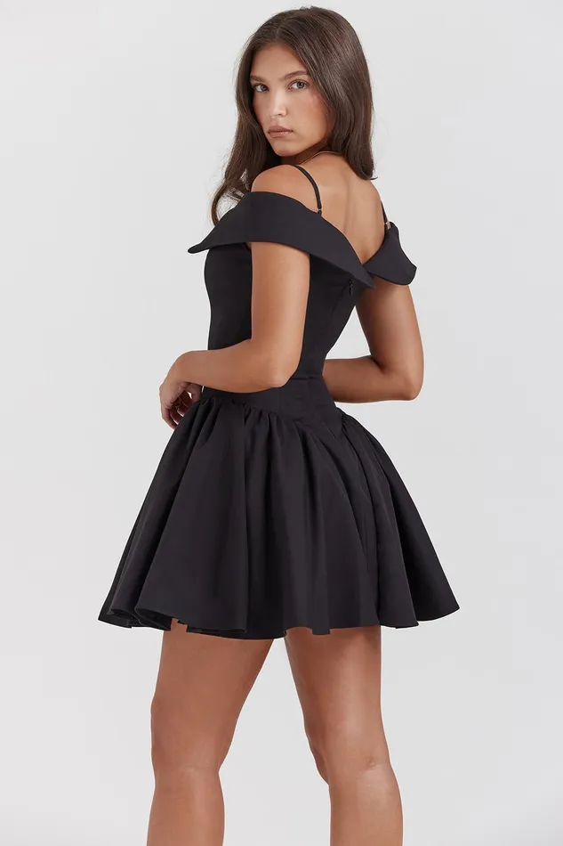 House Of CB ElidaBlack Off Shoulder Mini Dress Black Women Corset Dresses
