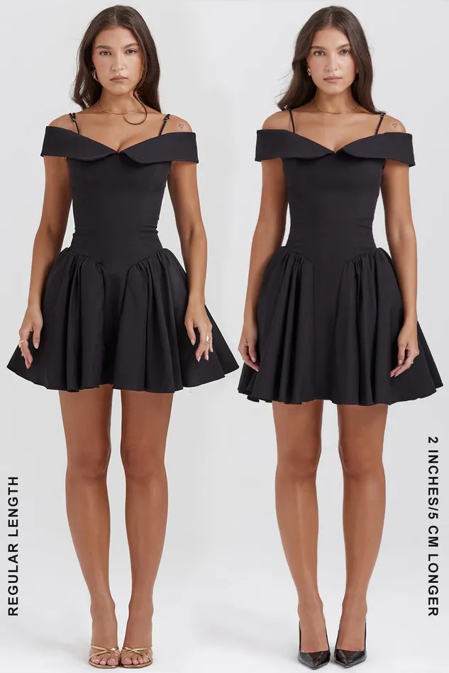 House Of CB ElidaBlack Off Shoulder Mini Dress Black Women Corset Dresses