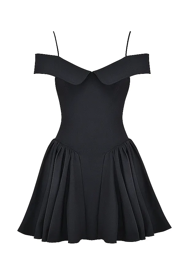 House Of CB ElidaBlack Off Shoulder Mini Dress Black Women Corset Dresses
