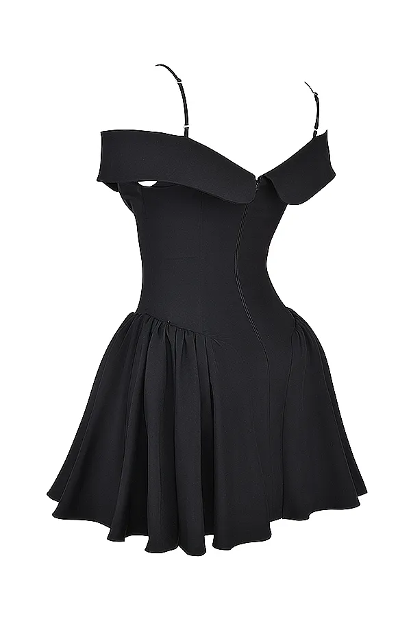 House Of CB ElidaBlack Off Shoulder Mini Dress Black Women Corset Dresses
