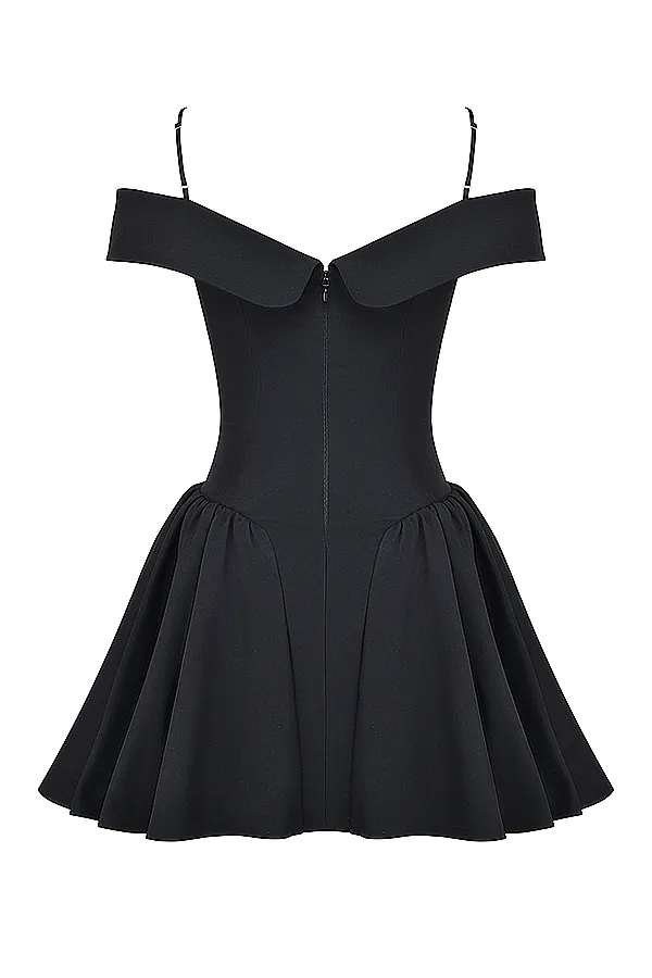 House Of CB ElidaBlack Off Shoulder Mini Dress Black Women Corset Dresses