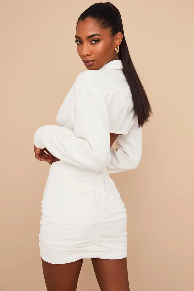 House Of CB EmmyOff White Folded Waist Mini Skirt 8211 SALE Off Women Skirts