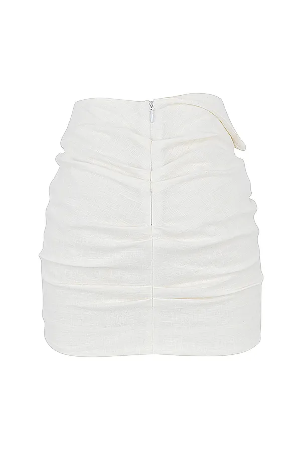 House Of CB EmmyOff White Folded Waist Mini Skirt 8211 SALE Off Women Skirts