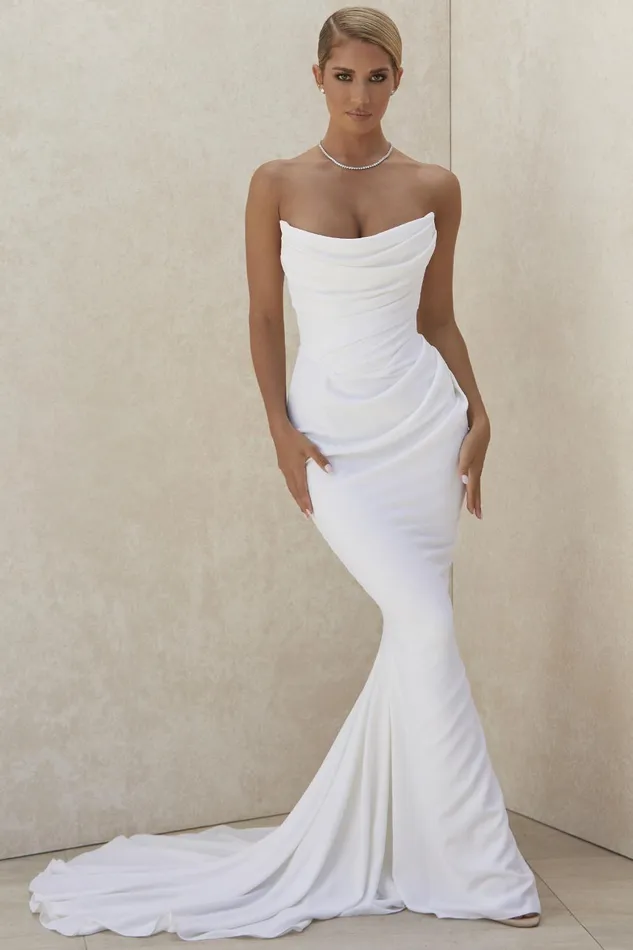 House Of CB EsmeeIvory Draped Strapless Bridal Gown 8211 Limited Edition Ivory Women Maxi Dresses