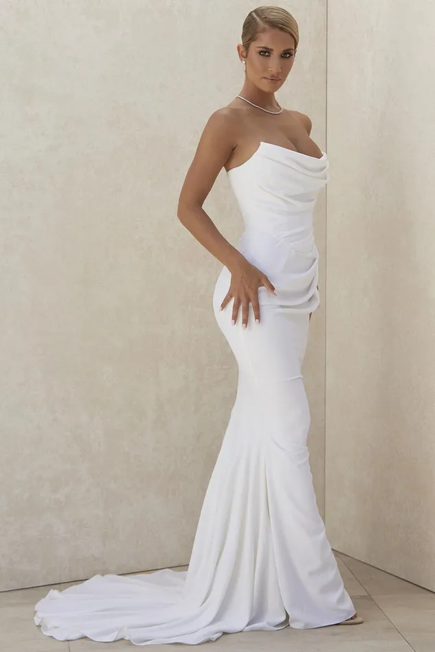 House Of CB EsmeeIvory Draped Strapless Bridal Gown 8211 Limited Edition Ivory Women Maxi Dresses