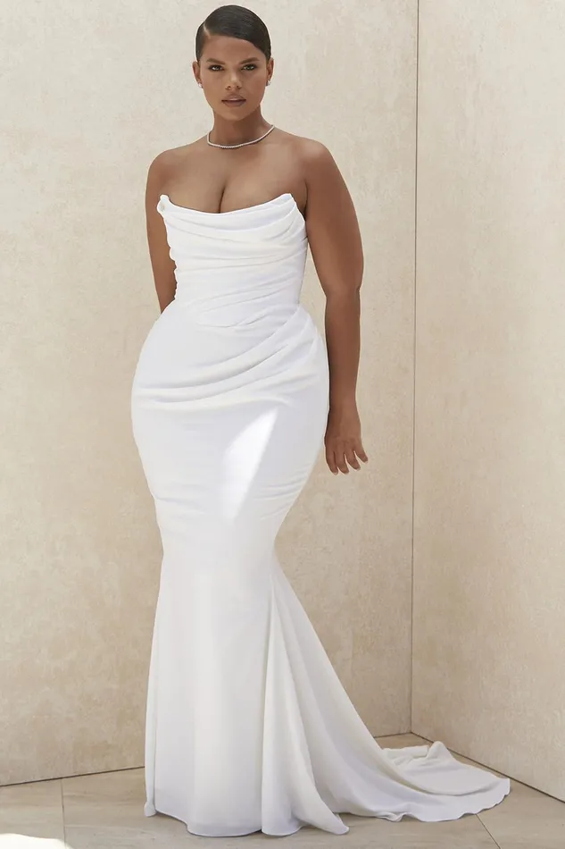 House Of CB EsmeeIvory Draped Strapless Bridal Gown 8211 Limited Edition Ivory Women Maxi Dresses