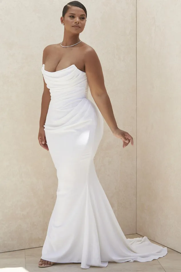 House Of CB EsmeeIvory Draped Strapless Bridal Gown 8211 Limited Edition Ivory Women Maxi Dresses