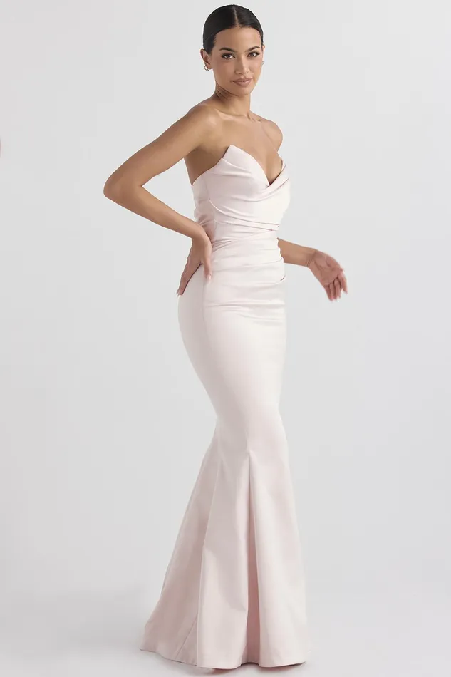 House Of CB FleurBlush Satin Strapless Gown 8211 SALE Blush Women Maxi Dresses