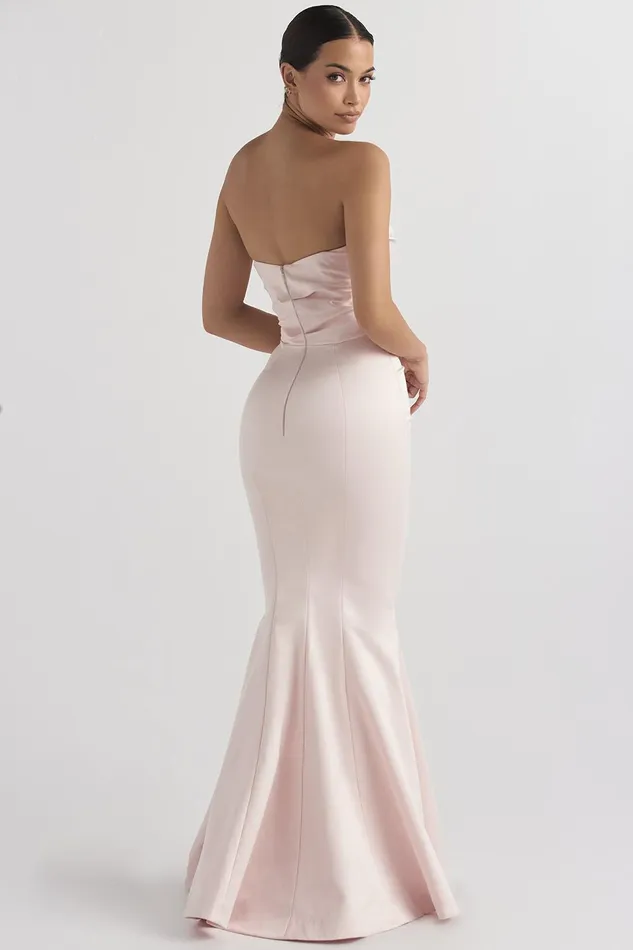 House Of CB FleurBlush Satin Strapless Gown 8211 SALE Blush Women Maxi Dresses