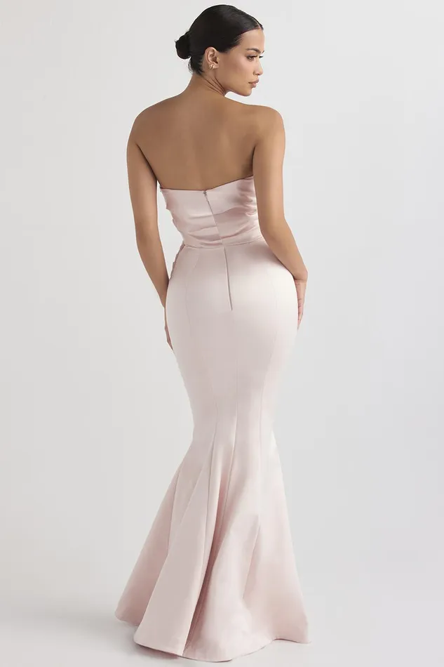 House Of CB FleurBlush Satin Strapless Gown 8211 SALE Blush Women Maxi Dresses