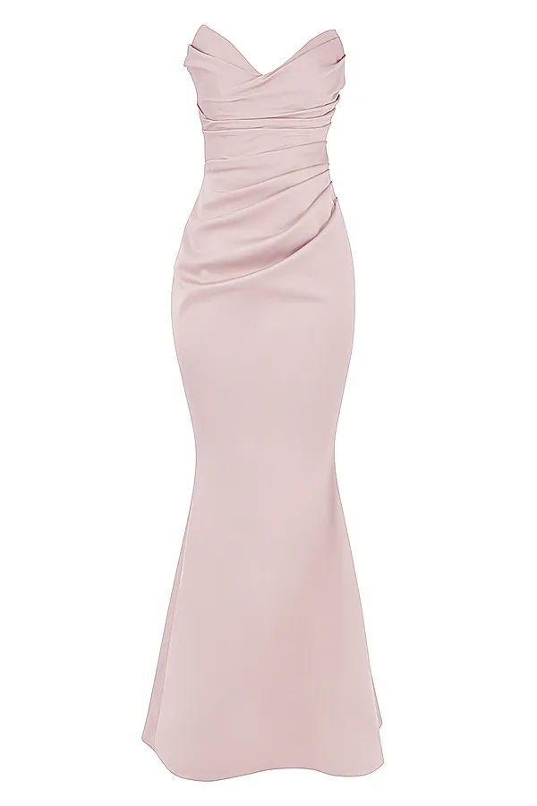 House Of CB FleurBlush Satin Strapless Gown 8211 SALE Blush Women Maxi Dresses