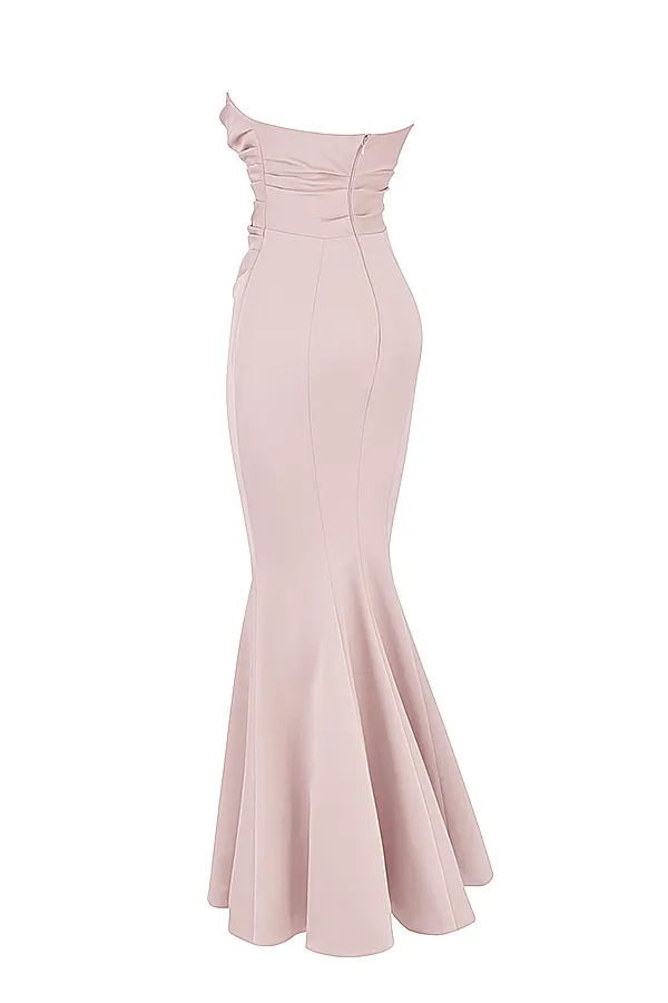 House Of CB FleurBlush Satin Strapless Gown 8211 SALE Blush Women Maxi Dresses