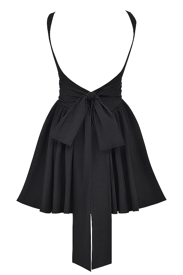 House Of CB FlorianneBlack Bow Mini Dress Black Women Corset Dresses