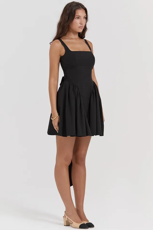 House Of CB FlorianneBlack Bow Mini Dress Black Women Corset Dresses