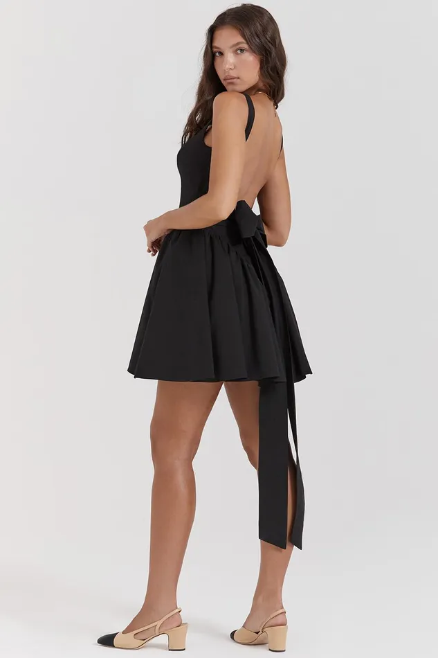 House Of CB FlorianneBlack Bow Mini Dress Black Women Corset Dresses