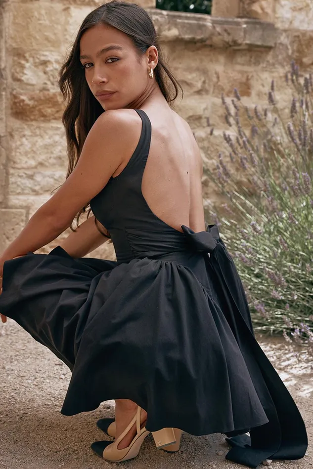 House Of CB FlorianneBlack Bow Mini Dress Black Women Corset Dresses