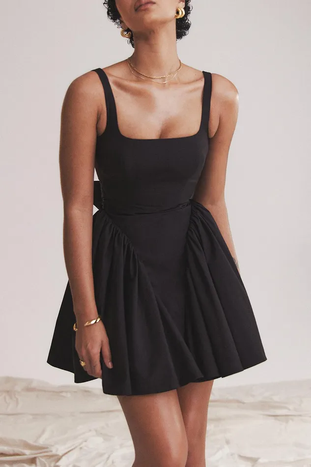 House Of CB FlorianneBlack Bow Mini Dress Black Women Corset Dresses
