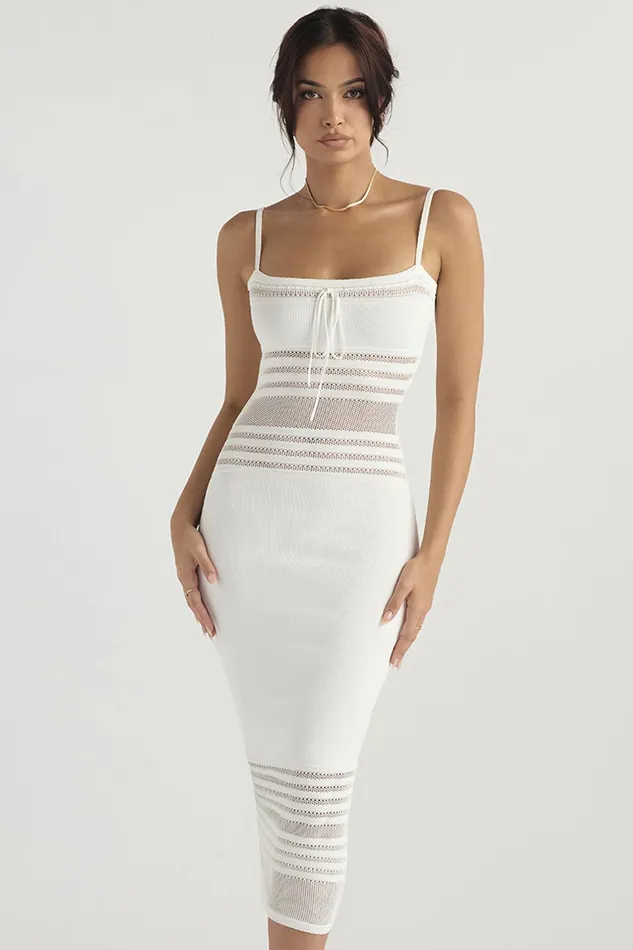 House Of CB GiaIvory Dainty Knit Midi Dress 8211 SALE Ivory Women Bodycon Dresses