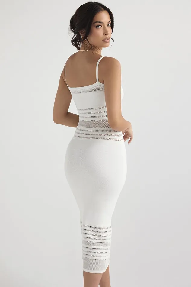 House Of CB GiaIvory Dainty Knit Midi Dress 8211 SALE Ivory Women Bodycon Dresses