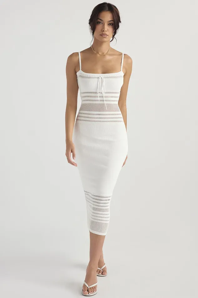 House Of CB GiaIvory Dainty Knit Midi Dress 8211 SALE Ivory Women Bodycon Dresses