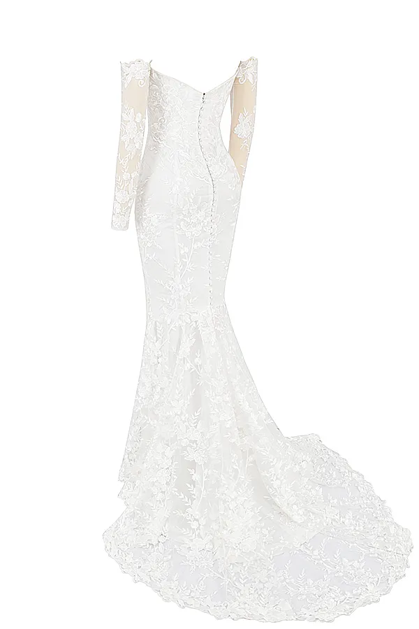House Of CB IsabelleWhite Lace Long Sleeve Bridal Gown White Women Maxi Dresses