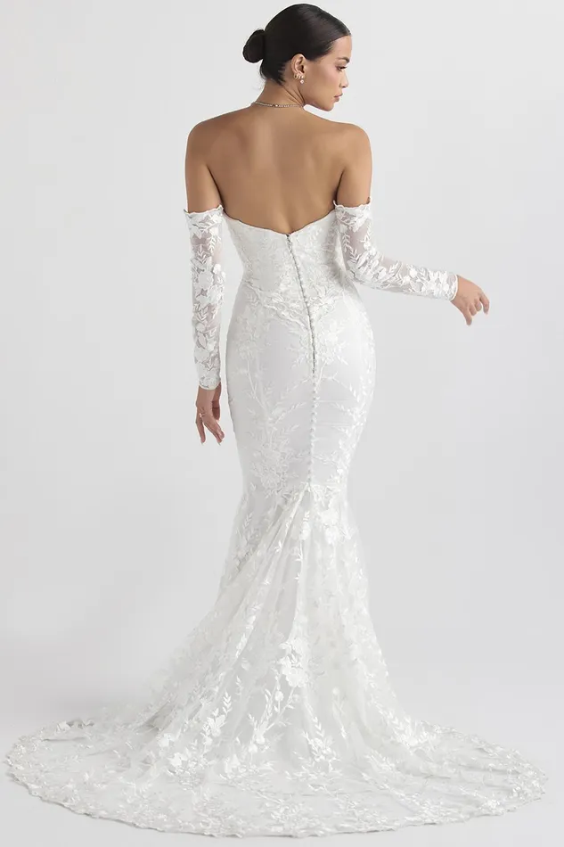 House Of CB IsabelleWhite Lace Long Sleeve Bridal Gown White Women Maxi Dresses