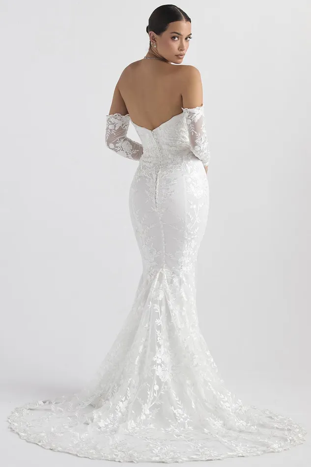 House Of CB IsabelleWhite Lace Long Sleeve Bridal Gown White Women Maxi Dresses