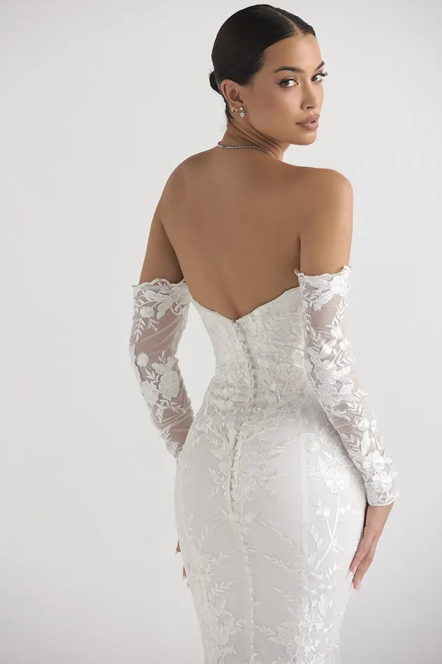 House Of CB IsabelleWhite Lace Long Sleeve Bridal Gown White Women Maxi Dresses