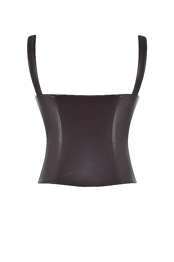 House Of CB JamesBitter Chocolate Vegan Leather Corset 8211 SALE Bitter Women Corsets