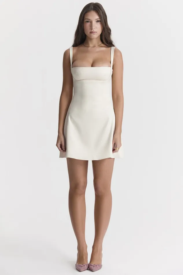House Of CB KaraVintage Cream Mini Dress Vintage Women Mini Dresses