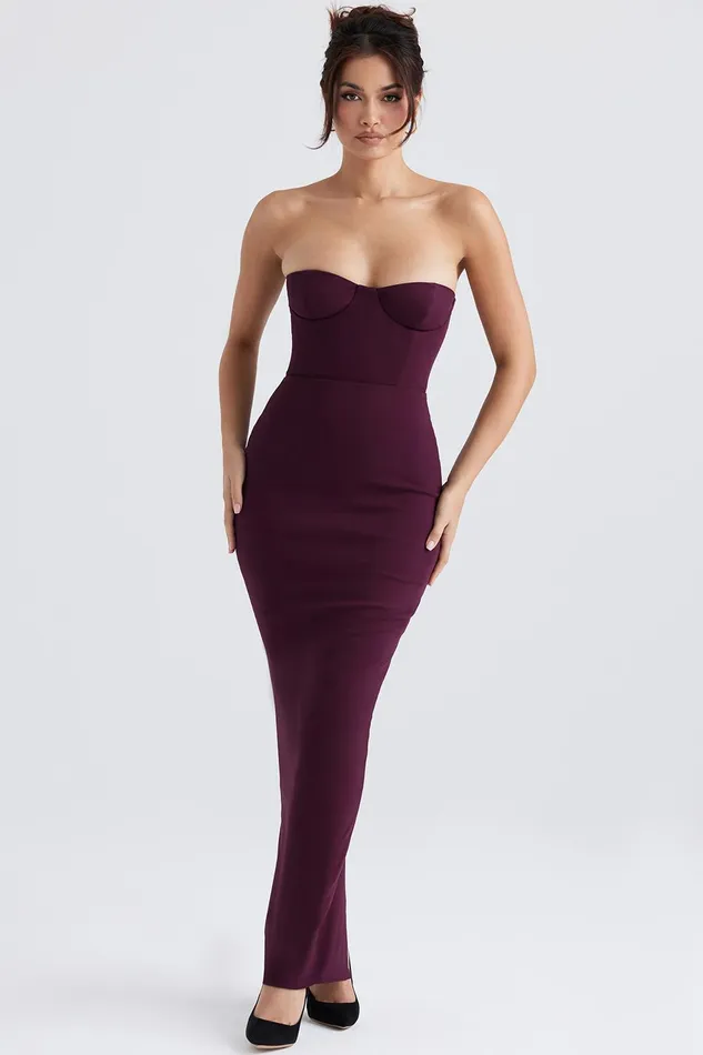 House Of CB LuciaGrape Strapless Corset Maxi Dress 8211 SALE Grape Women Bodycon Dresses