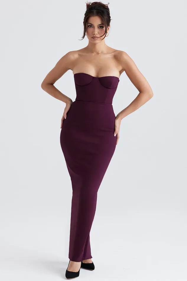 House Of CB LuciaGrape Strapless Corset Maxi Dress 8211 SALE Grape Women Bodycon Dresses