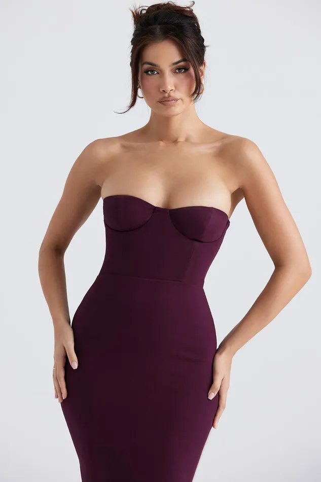 House Of CB LuciaGrape Strapless Corset Maxi Dress 8211 SALE Grape Women Bodycon Dresses