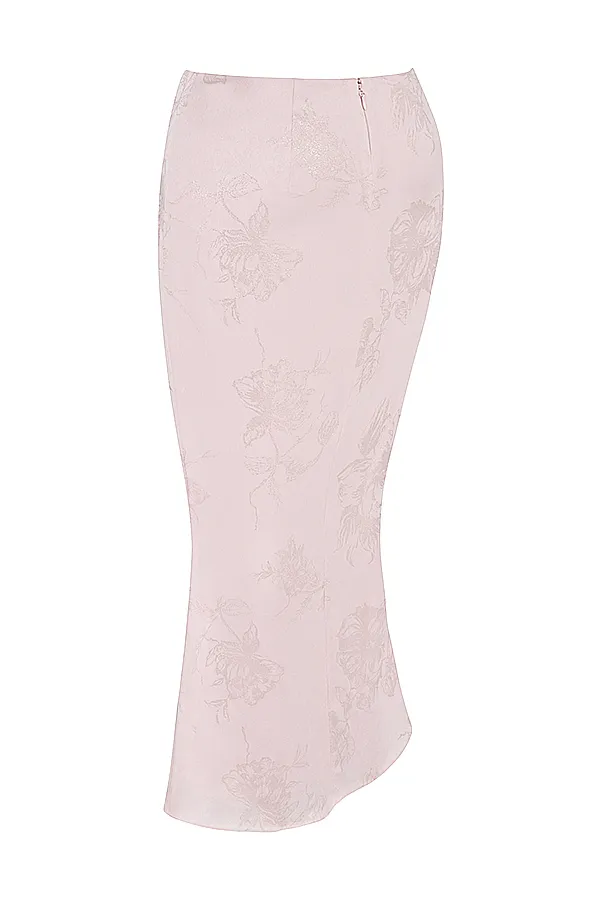 House Of CB LuisettePink Metallic Floral Satin Midi Skirt 8211 SALE Pink Women Skirts