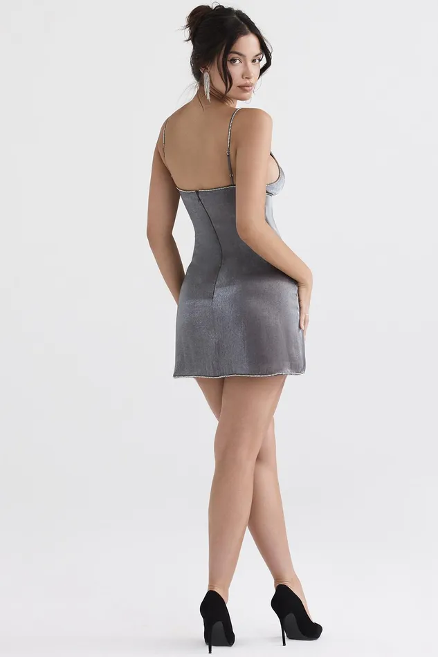House Of CB MaisieGraphite Iridescent Mini Dress 8211 SALE Graphite Women Mini Dresses
