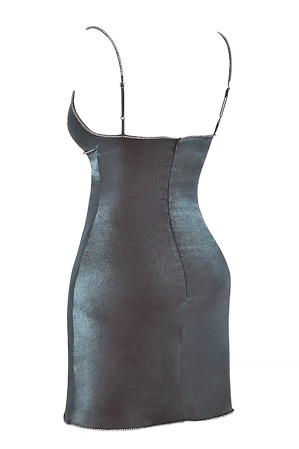 House Of CB MaisieGraphite Iridescent Mini Dress 8211 SALE Graphite Women Mini Dresses