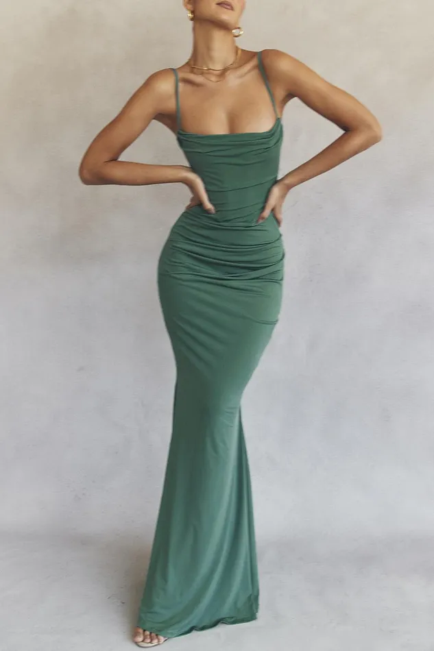 House Of CB MilenaForest Corset Maxi Dress Forest Women Corset Dresses