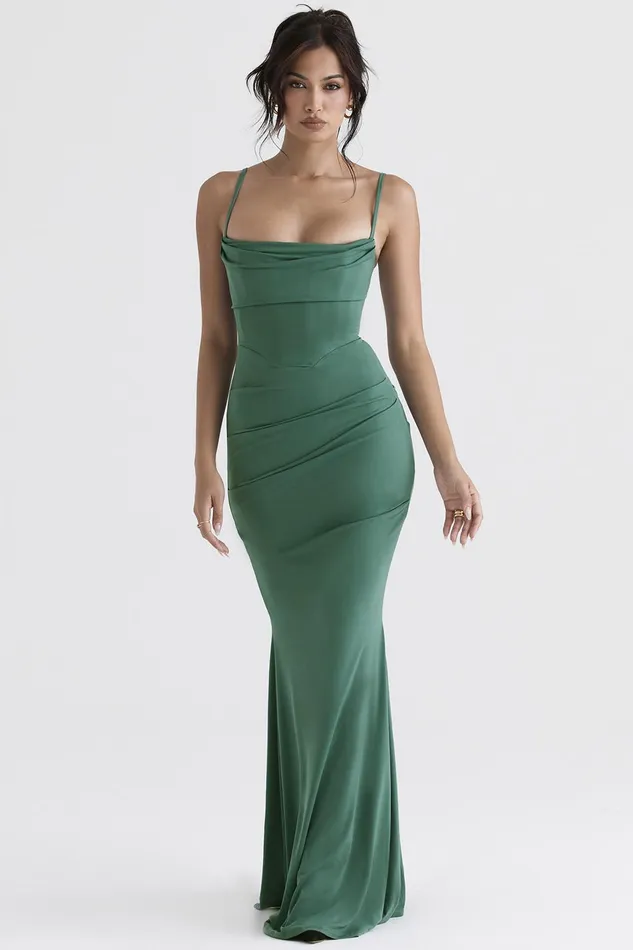 House Of CB MilenaForest Corset Maxi Dress Forest Women Corset Dresses