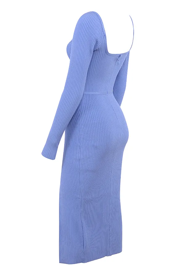 House Of CB MistyCornflower Bandage Thigh Split Midi Dress Cornflower Women Bodycon Dresses