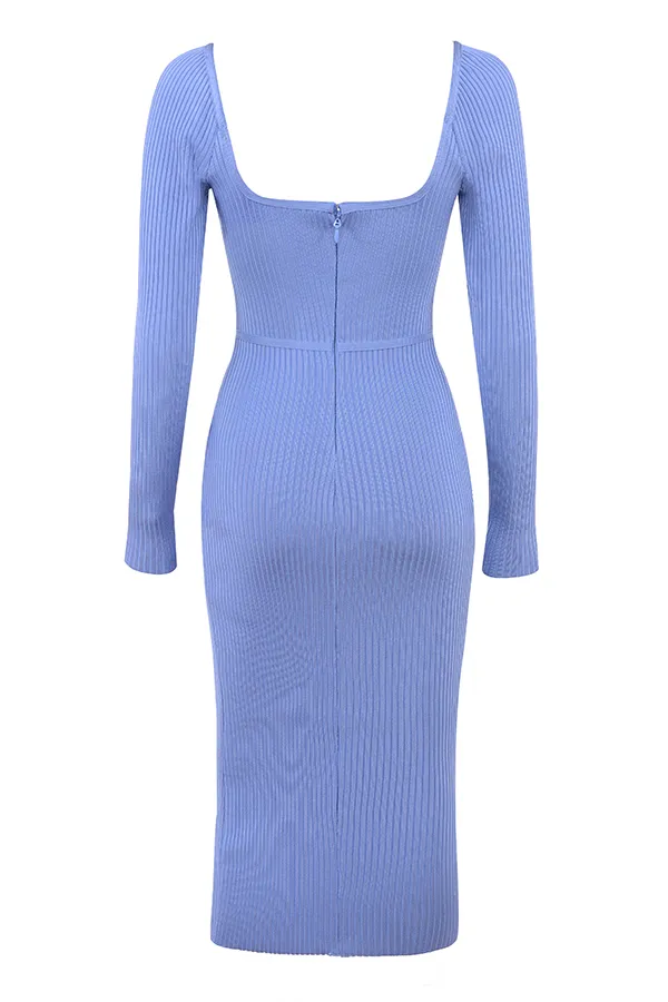 House Of CB MistyCornflower Bandage Thigh Split Midi Dress Cornflower Women Bodycon Dresses