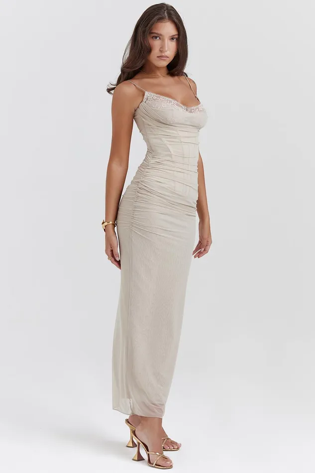 House Of CB NaliniSand Maxi Dress Sand Women Corset Dresses