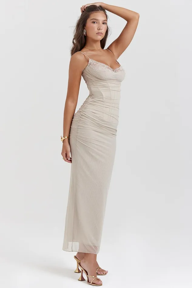 House Of CB NaliniSand Maxi Dress Sand Women Corset Dresses