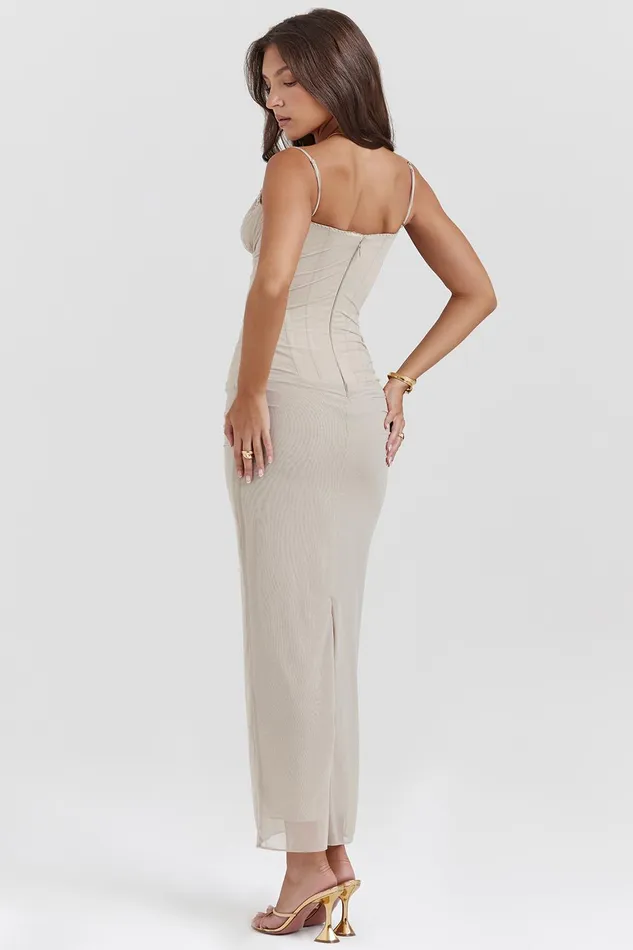 House Of CB NaliniSand Maxi Dress Sand Women Corset Dresses
