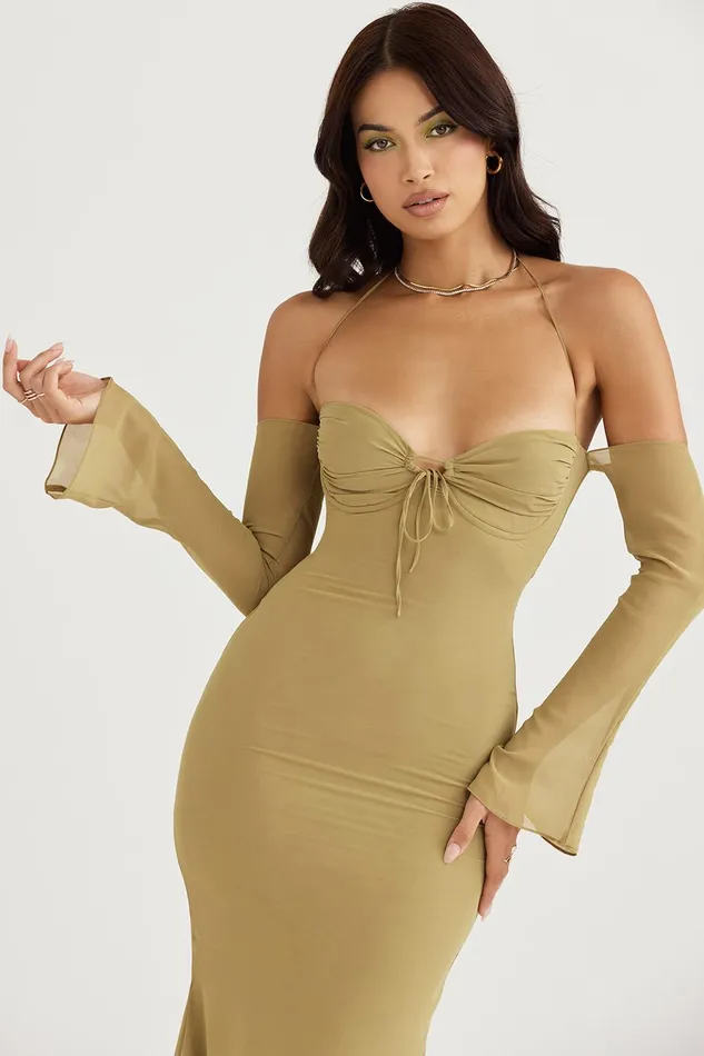 House Of CB NaomiOlive Halter Midi Dress 8211 SALE Olive Women Bodycon Dresses